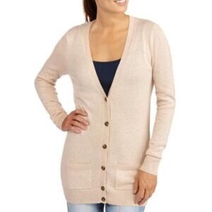 NEW Faded Glory Boyfriend Cardigan Sweater Lightweight Oatmeal Size S 4-6